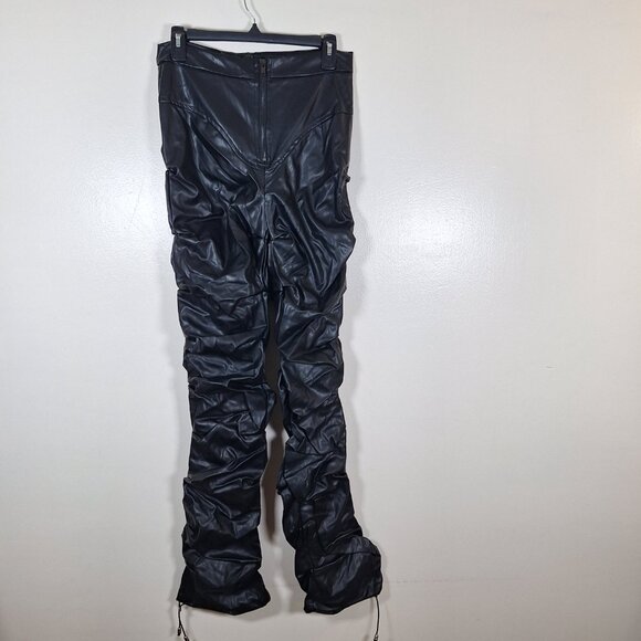 NWT Rehab Lab faux leather scrunchy black pants size large - Picture 1 of 7